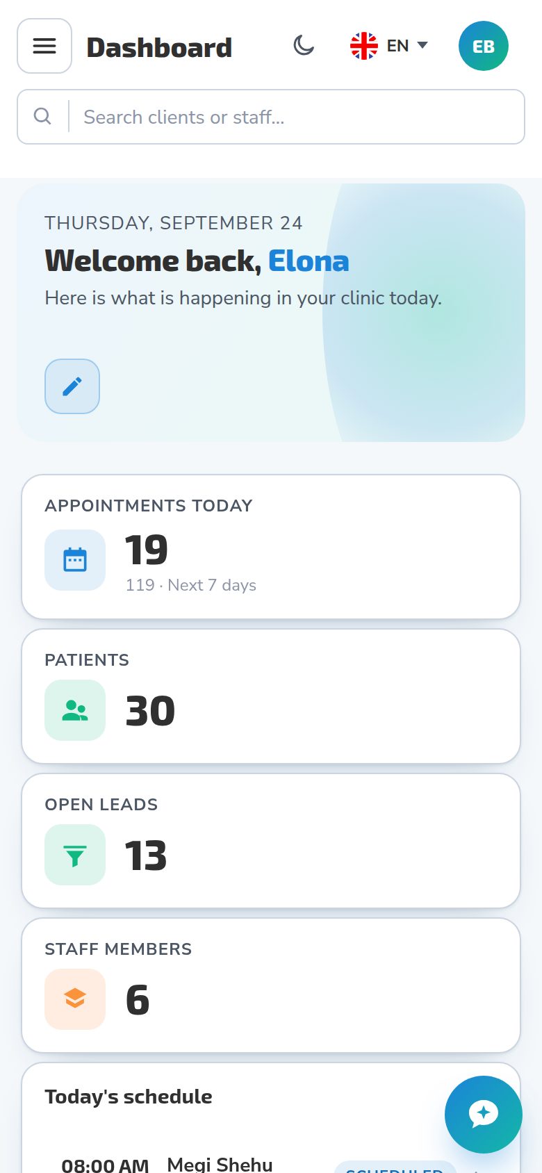 Dentix clinic app on a phone